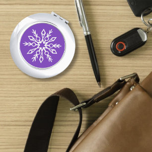 Purple Snowflakes Pattern Magical Winter Holiday Compact Mirror