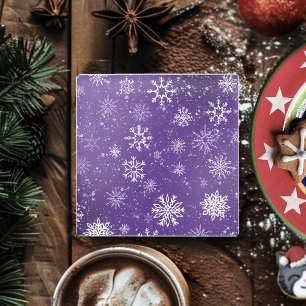 Purple Snowflakes Pattern Magical Winter Holiday Glass Coaster
