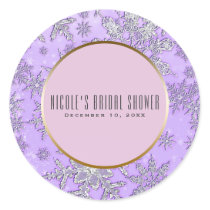 Purple Snowflakes Pink Winter Wonderland Favor Classic Round Sticker