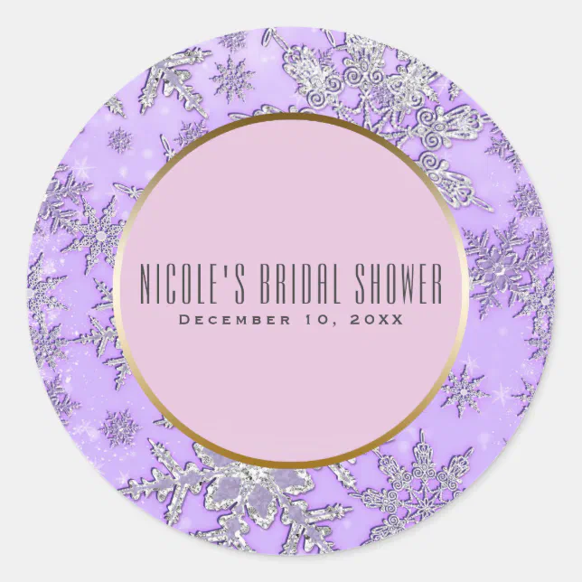 Purple Snowflakes Pink Winter Wonderland Favor Classic Round Sticker ...