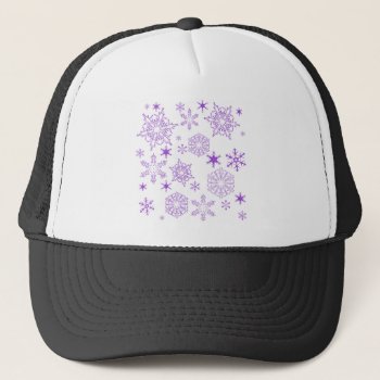 Purple Snowflakes Trucker Hat by Shaneys at Zazzle