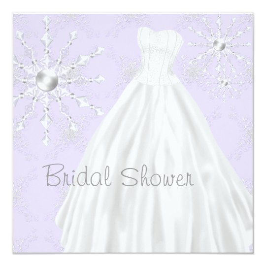 Purple Snowflakes Wedding Dress Bridal Shower Invitation Zazzle Com