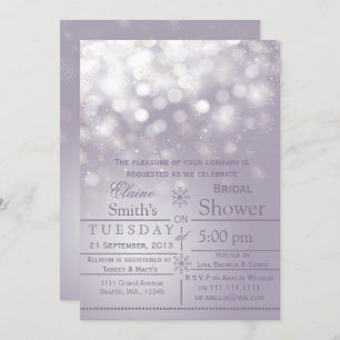Purple snowflakes Winter Bridal shower Invite