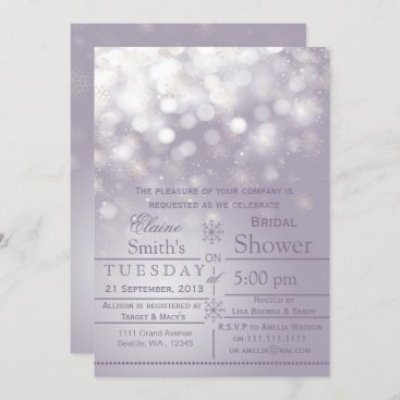 Purple snowflakes Winter Bridal shower Invite