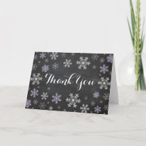 Purple Snowflakes Winter Folded Thank You Card
