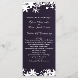 purple snowflakes winter wedding program