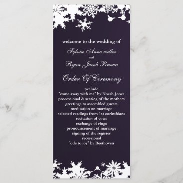 purple snowflakes winter wedding program
