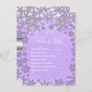 Purple Snowflakes Wishes for Baby Shower Card