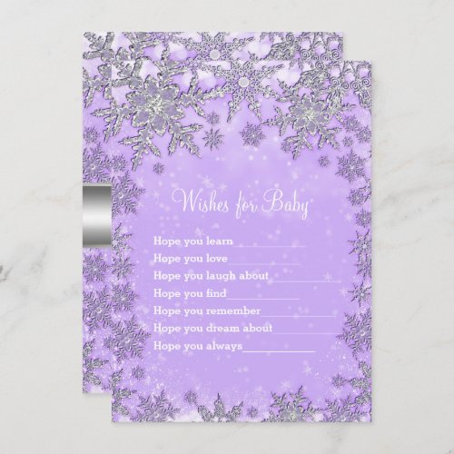 Purple Snowflakes Wishes for Baby Shower Card