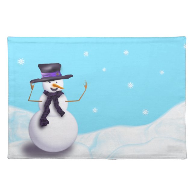 Purple Snowman Cloth Placemat (Front)