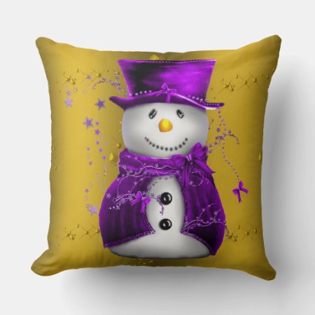 Purple Snowman on Gold Christmas