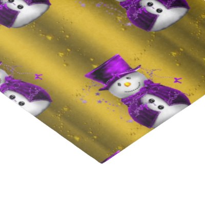 Purple Snowman on Gold Christmas