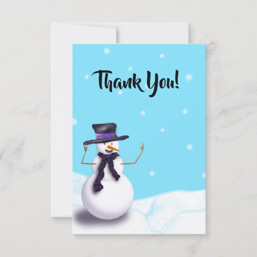 Purple Snowman Thank You Card