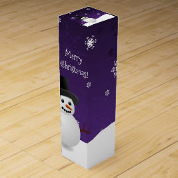 Purple Snowman Winter Christmas Wine Gift Box