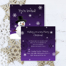 Purple Snowman Winter Scene Christmas Party