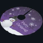 Purple Snowman Winter Scene Christmas Tree Skirt<br><div class="desc">Add a whimsical touch underneath your Christmas tree this holiday season with a Purple Snowman Winter Scene Christmas Tree Skirt. Tree Skirt design features a happy snowman in a snowy wintry scene against a purple background adorned with matching color snowflakes. Additional gift and holiday items available with this design as...</div>