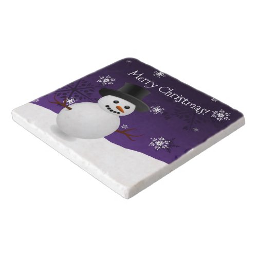 Purple Snowman Winter Scenery Christmas Trivet