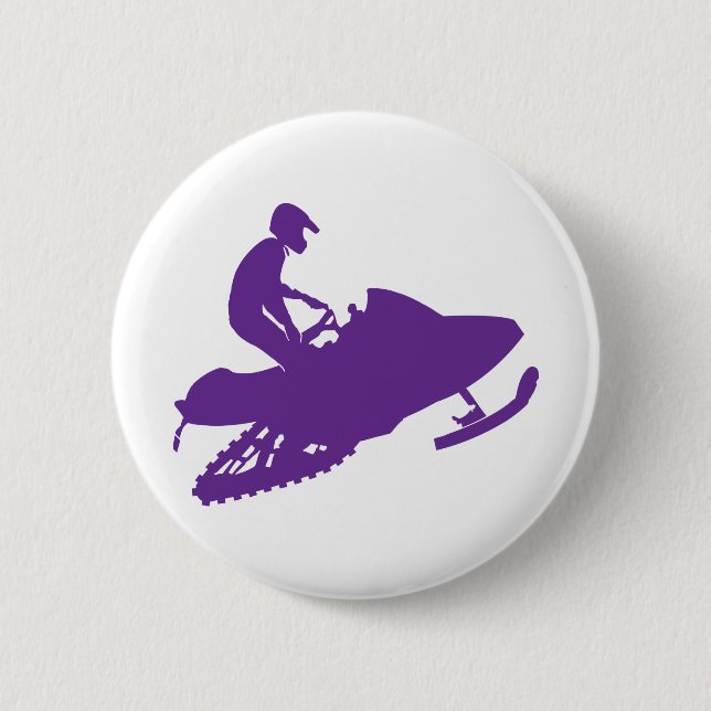 Purple-Snowmobiler Pinback Button (Front)