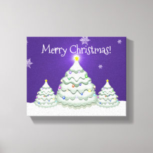 Purple Snowy Christmas Tree Canvas Print