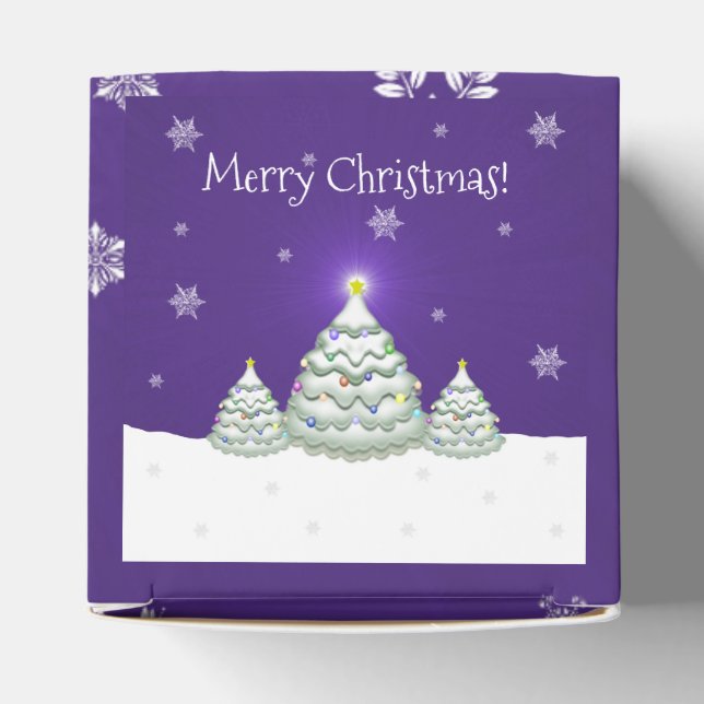 Purple Snowy Christmas Tree Favor Box (Top)