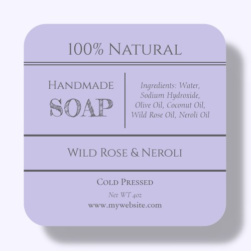 Purple  Soap Ingredient Product Labels