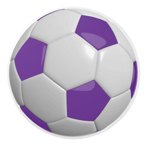 Purple Soccer Ball  Football Ceramic Knob