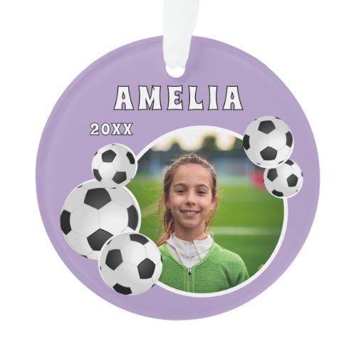 Purple Soccer Ball Football Sports Photo Ornament