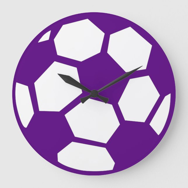 Purple Soccer Ball Large Clock (Front)