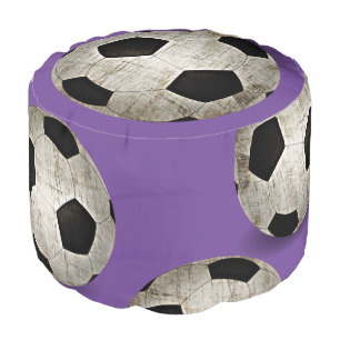 Purple Soccer Ball Sports Player Girls Bedroom Pouf