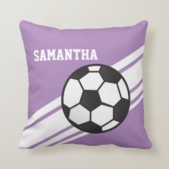 Purple Soccer Ball Stripes Throw Pillow | Zazzle