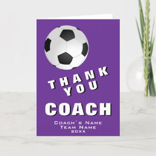 Purple Soccer Ball Thank you Coach Card