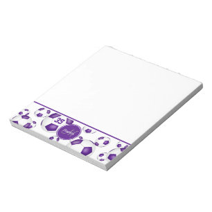 purple soccer balls pattern accent girls name notepad