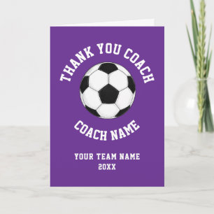 Purple Soccer Coach Team Appreciation Letterpress Thank You Card