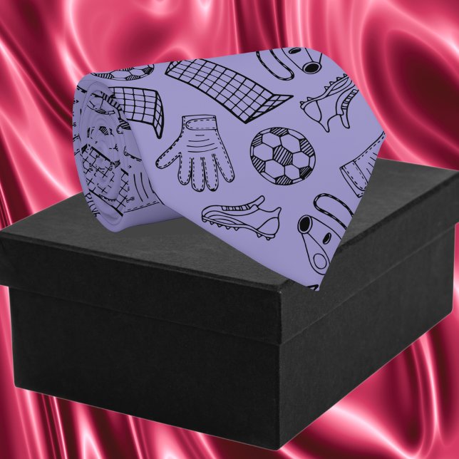 Purple Soccer Equipment Pattern Neck Tie (Purple Soccer Equipment Pattern Neck Tie)