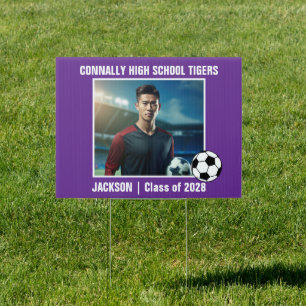 Purple Soccer Player Photo League Yard Sign