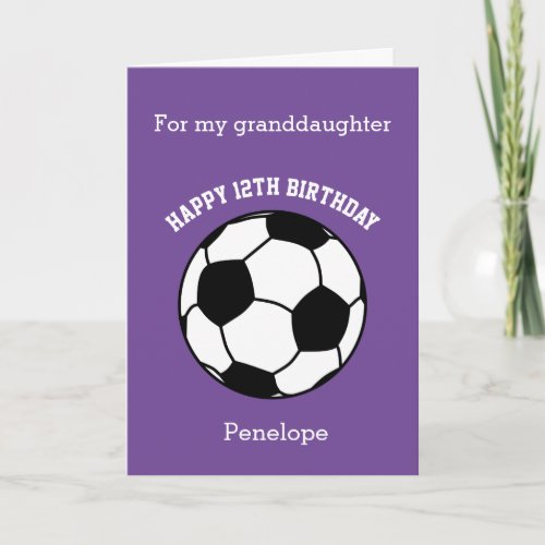 Purple Soccer Sport 12th Birthday Card