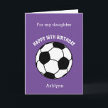 Purple Soccer Sport 16th Birthday Card<br><div class="desc">A purple personalized soccer 16th birthday card for him or her. You will be able to easily personalize the front of this soccer sport birthday card with their name. The inside card message and the back of the card can also be edited. This personalized 16th soccer birthday card would make...</div>