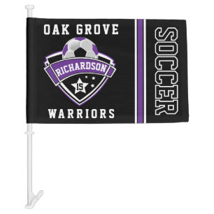 Purple Soccer Sport Car Flag
