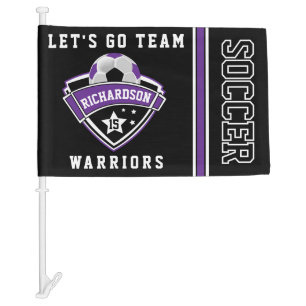 Purple Soccer Sport Car Flag
