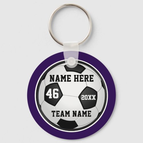 Purple Soccer Team Gifts or Your COLORS and TEXT Keychain