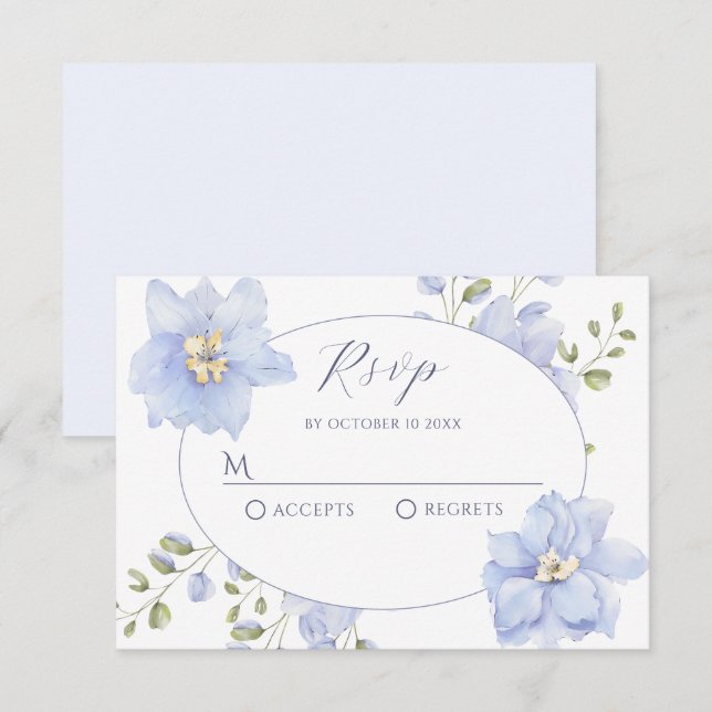Purple soft flower bloom  RSVP card (Front/Back)