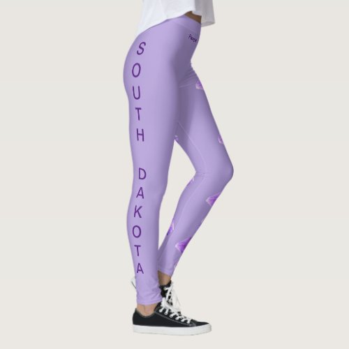 Purple South Dakota State Pasque Flower Leggings