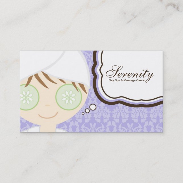 Purple Spa Girl Cucumber Spa Massage Business Card (Front)