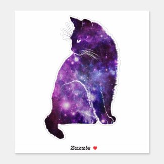 Purple Space Cat Sticker