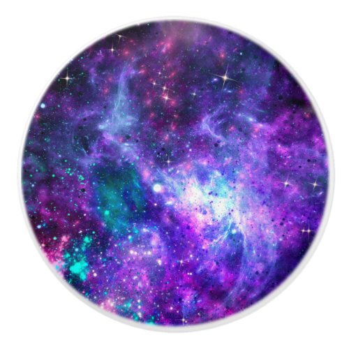 Purple Space Galaxy Cosmic Spacey Teal Pink Sky Ceramic Knob