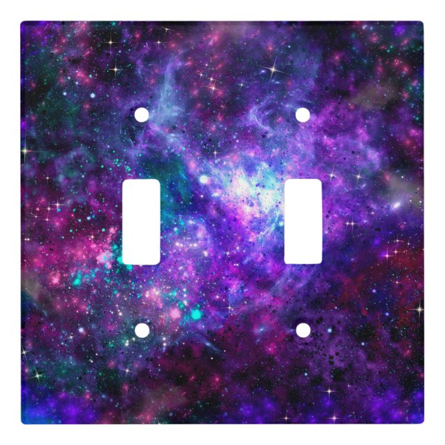 Purple Space Galaxy Cosmic Spacey Teal Pink Sky Light Switch Cover (Front)