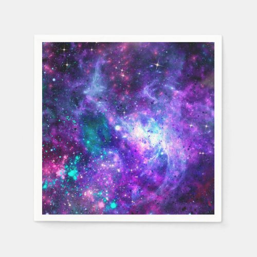 Purple Space Galaxy Cosmic Spacey Teal Pink Sky Napkins