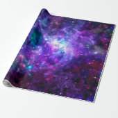 Purple Space Galaxy Cosmic Spacey Teal Pink Sky Wrapping Paper (Unrolled)