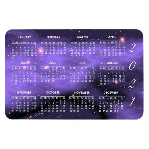 Purple Space Galaxy  Custom 2021 Calendar Magnet