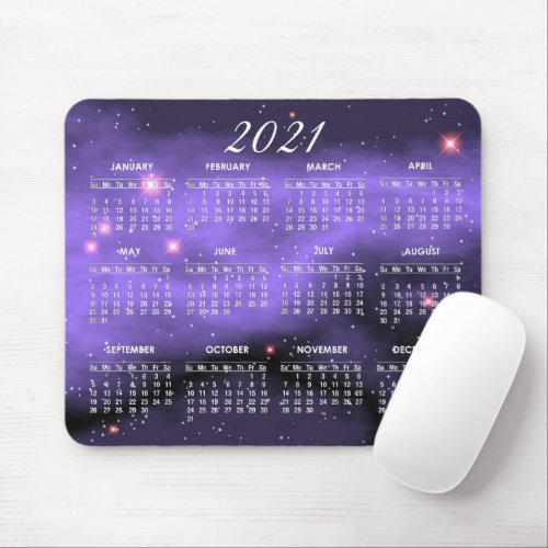 Purple Space Galaxy  Custom 2021 Calendar Mouse Pad